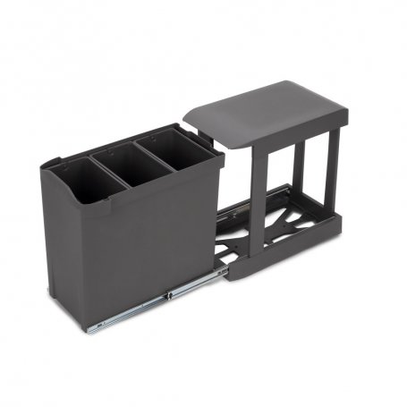 Contenedor reciclaje automático 3x10L gris antracita fijación inferior - Emuca