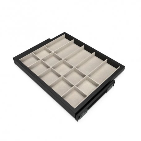 Kit Cajón Organizador Guías 600mm Negro Gris Piedra - Emuca