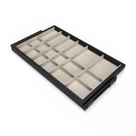 Kit Cajón Organizador Guías 800mm Negro Gris Piedra - Emuca