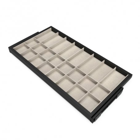 Kit Cajón Organizador Guías 900mm Negro Gris Piedra - Emuca
