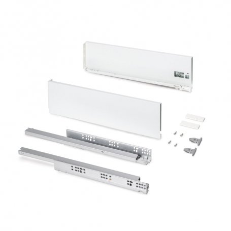 Cajón Protone 30kg con guías de extracción total y cierre suave, 131mm, 500mm, Acero Blanco - Emuca