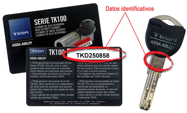 Copia de llave de Seguridad TESA TK100