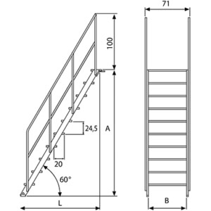 escalera de apoyo 60 grados