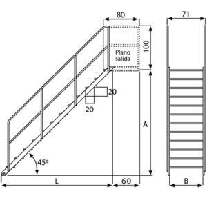 escalera fija 45 grados