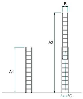 Escalera doble tramo con cuerda