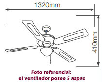 Buy White Ceiling Fan 5 Wooden Blades Garsaco Bricolemar