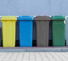 colored recycling bins