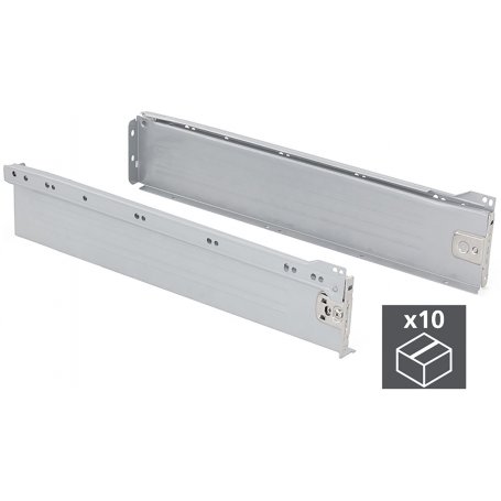 Kit 10 Ultrabox cassetti della cucina 86 millimetri di altezza 450 millimetri grigio metallizzato profondo acciaio Emuca