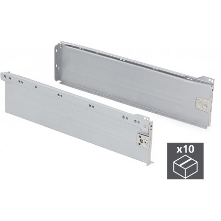 Kit 10 Ultrabox cassetti della cucina altezza profondità 150 millimetri grigio metallizzato 450 millimetri in acciaio Emuca