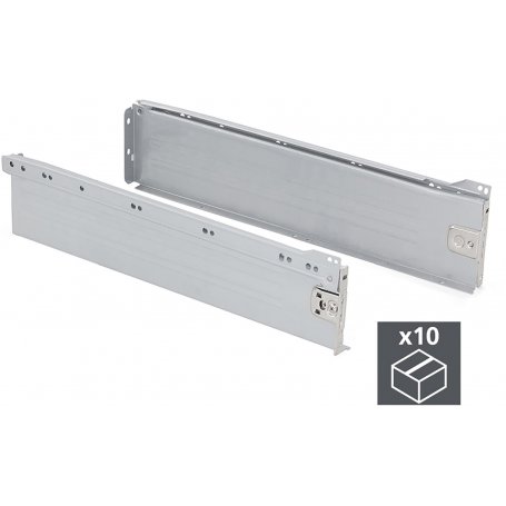 Kit 10 Ultrabox cassetti della cucina altezza profondità 118 millimetri grigio metallizzato 400 millimetri in acciaio Emuca