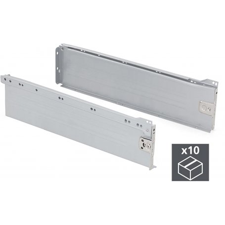 Kit 10 Ultrabox cassetti della cucina altezza profondità 150 millimetri grigio metallizzato 400 millimetri in acciaio Emuca