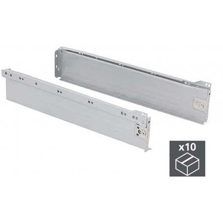 Kit 10 Ultrabox cassetti della cucina 86 millimetri di altezza 400 millimetri grigio metallizzato profondo acciaio Emuca