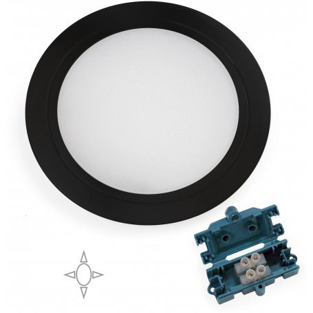 Applicare LED 5,2W 4000K per l'incorporamento in mobili e acciaio Ø84mm plastica opaca nera Emuca