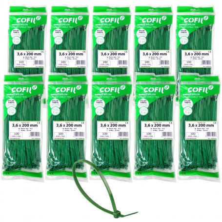 Nylon dentata flangia 200x3.6 lotto verde di 10 sacchi di 100 unità / sacchetto Kabra