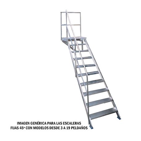 scala fissa guide portanti inclinazione 45º 4 passi Plabell