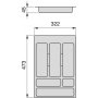Optima cassetto portaposate cucina Vertex / 500 modulo Concetto 400 millimetri 16 millimetri bordo bianco Emuca