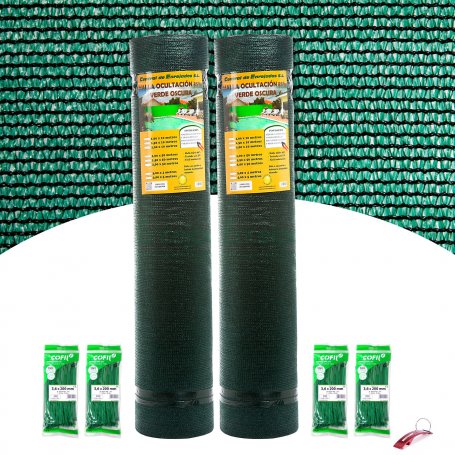 Supplementari rotoli maglia verde 1x50m occultamento 2 Central de Enrejados + 400 nylon flange 200x3,6mm verde