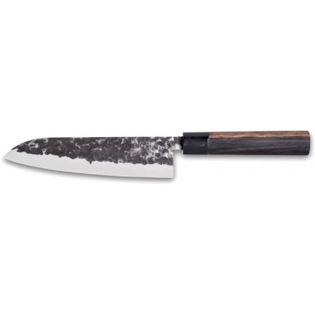 Esecuzione in acciaio inox Santoku 18 centimetri Osaka forgiato manico in legno granadillo 3 Claveles