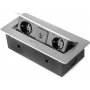 ciabatta lite Atomo tavolo 2 prese + 1 USB UE 1 USB A + C 265x120mm grigio metallico Emuca