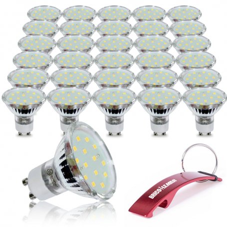 Lotto di 30 lampade dicroiche 18 Leds GU10 4.6W 6000K GSC Evolution