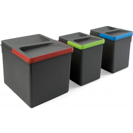 Contenitori cassetto cucina Recycle altezza 216 1x12 + 2x6 plastica grigio antracite Emuca