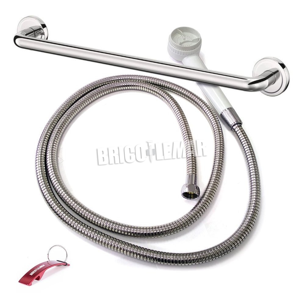 ▷ Kit maniglia doccia in plastica bianca Orfesa + tubo estensibile in  acciaio inox 175-210 cm + maniglia / portasciugamani 55 cm i