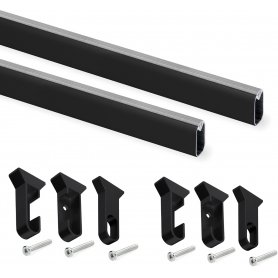 Kit binario guardaroba Silk 1,15m alluminio e plastica nera Emuca