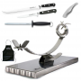 Kit Jamonero Kabra Inox Profesional + Cuchillos Forge + Pinza + Chaira + Delantal Bricolemar