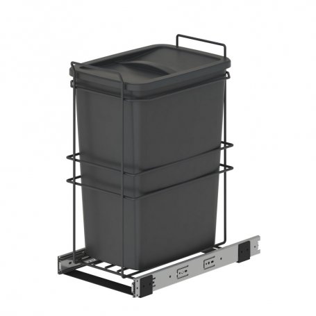 Contenedor reciclaje extracción manual 35L gris antracita mueble cocina - Emuca
