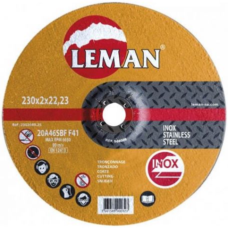 disco di taglio in acciaio inox Leman 230 Gamma Arancione