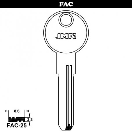 Fac25 stalen sleutel mod security (zakje 10 stuks) JMA