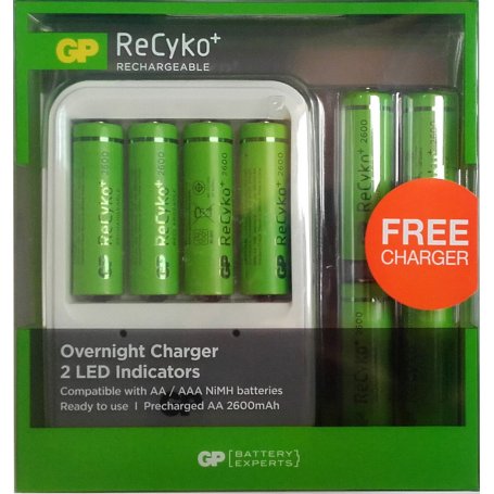 ▷ Oplaadbare batterijen lader kosten 2-4 AA / ReCyko + GP 8...