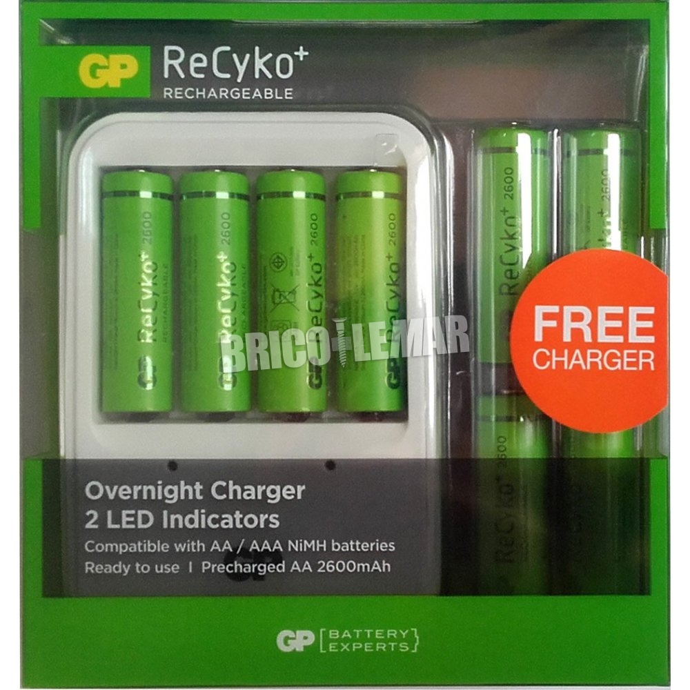 Door Midden Vermelding ▷ Kopen Oplaadbare batterijen lader kosten 2-4 AA / AAA ReCyko + GP 8...