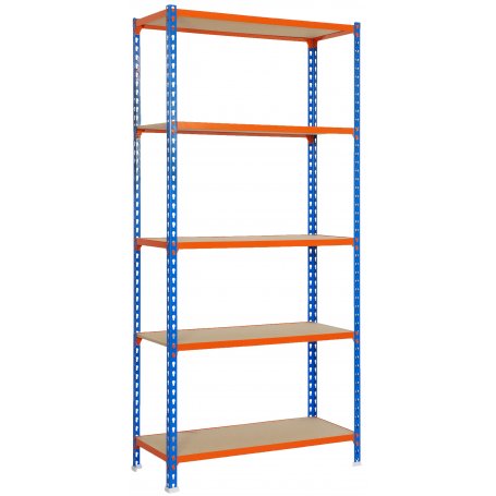 Oppervlakkig Oogverblindend Roos ▷ Kopen blauw / oranje metalen rekken / 5 hout houten planken MADERCL...