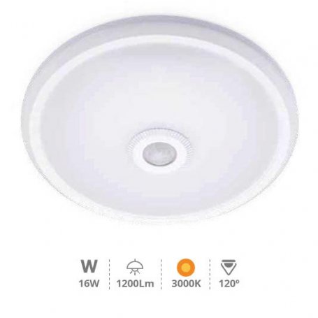 Roseau plafond lamp 16W 1200lm 3000K + bewegingssensor GSC Evolution