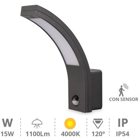 LED wandlamp sensor antracietgrijs 15W Havasu 1100lm 4000K GSC Evolution