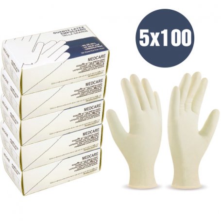 ▷ Kopen Pak 500 5x100 gepoederde latex handschoenen M-eenheden C...