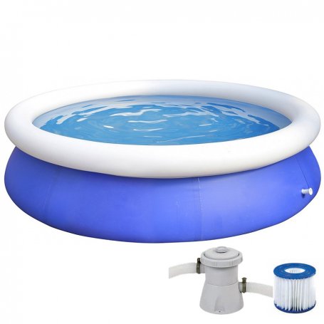 Dwingend mate verkopen ▷ Kopen Blue Marin opblaasbaar zwembad 240x63cm 2074L 1136l / h Swimp...