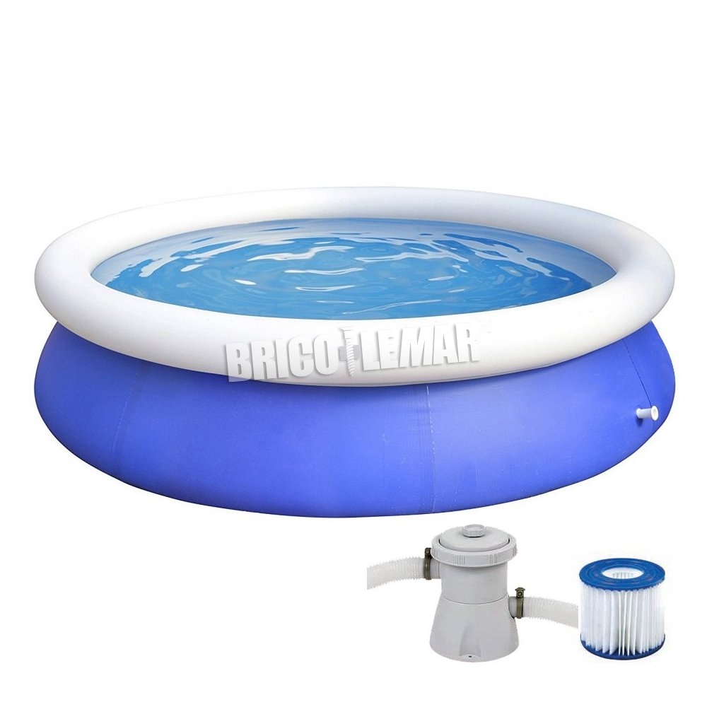 Dwingend mate verkopen ▷ Kopen Blue Marin opblaasbaar zwembad 240x63cm 2074L 1136l / h Swimp...