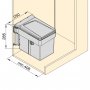 Prullenbak 15L meubeldeur opening vaststelling antraciet Emuca