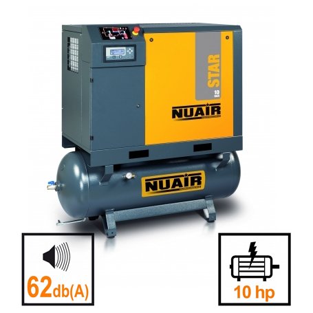 Star 7.5-10-270 10HP schroefcompressor 10bar ketel + 270 L + droger + filtert NUAIR
