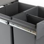 Recycling bakken keuken 2x20L onderste bevestiging handmatige verwijdering staal en kunststof antraciet grijs Emuca