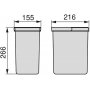 2 houders voor keukenla 2x7L hoogte 266mm antraciet Emuca