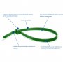 Nylon getande flens 200x4.8 groene partij van 10 zakken van 100 eenheden / bag Kabra