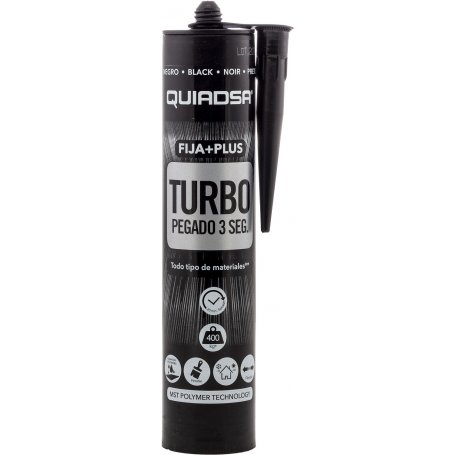 Vaste + Plus Turbo lijmen drie seconden zwarte 290ml Quiadsa