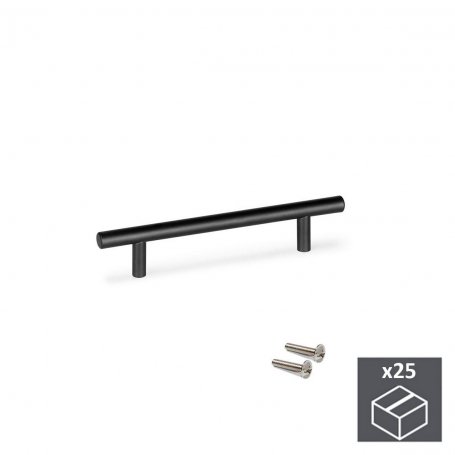 Stel 25 handgrepen voor meubels Miami tussenasafstand 128mm roestvrij staal holle zwart gelakt Emuca