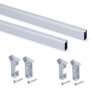 Closet bar kit 750mm Zijdemat geanodiseerd Emuca