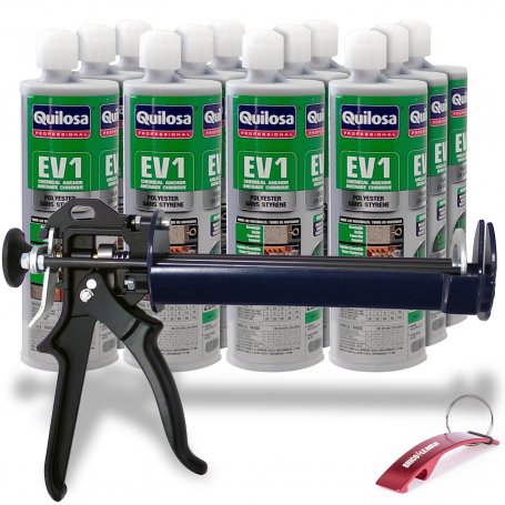 chemisch anker Quilosa in 12 patronen EV1 + 410ml speciale applicator gun