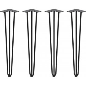 Game 3 fours Hairpin tafelhoogte 710mm staven zwart geschilderd Emuca
