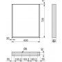 Tweebenige rechthoekige tafel Square voor width 600mm wit geschilderd